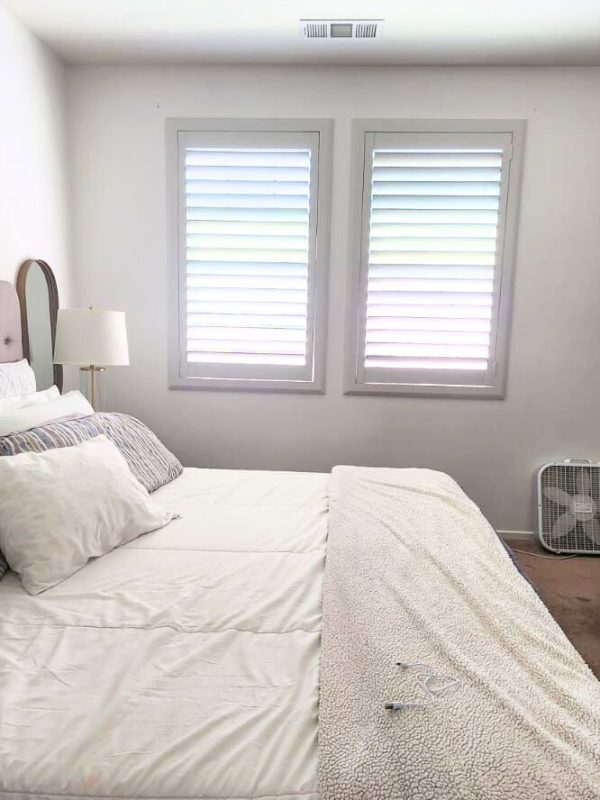 room with whites shutters